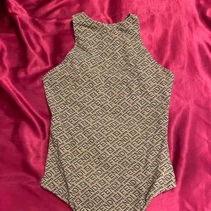 Fendi Skims High Neck Sleeveless Brown Bodysuit